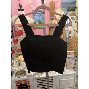 Vince Linen Blend Crop Black Medium/8 Quiet Luxury, Natural Fibers, Minimalist